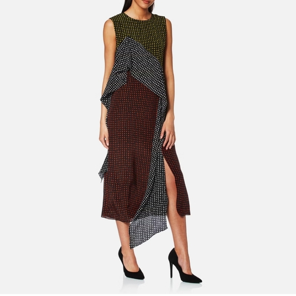 Diane Von Furstenberg Ruffle Dress Polka-dot print sz 14 NWT - Picture 2 of 7